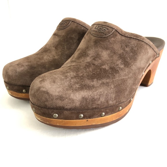 UGG Shoes - UGG Sz 8 Leather Shearling Mule Clogs - ABBIE